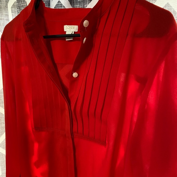 J. Crew red button down pleated front - Picture 3 of 5